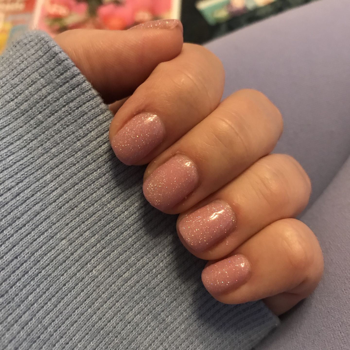 Customer photo review of Semilac 319 Shimmer Dust Pink UV Gel Polish 7 ml