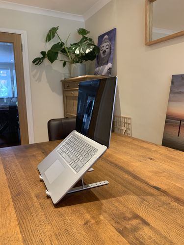 Customer photo review of Laptop Stand | Aluminium, Portable & Foldable