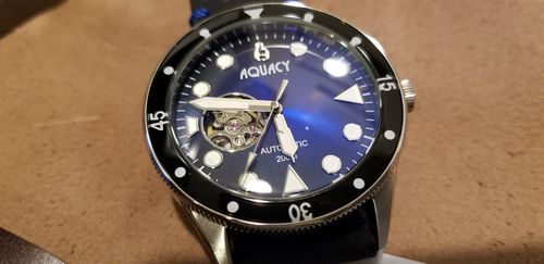Customer photo review of Aquacy Hei Matau Cave Diver Open Heart Men's Automatic 200M Vintage Blue Black Dive Watch CD.38.BLB.B.L