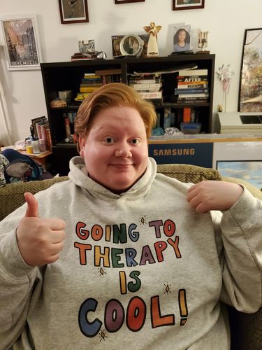 Customer photo review of Going To Therapy Is Cool! -- Hoodie