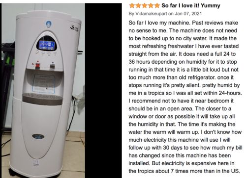 Customer photo review of NUBE SS30: Atmospheric Water Generator (8 Gal/day) .