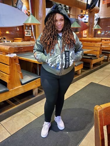 Customer photo review of HOODED BOMBER JACKET