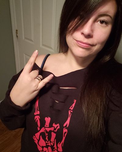 Customer photo review of 152 - Red Regret Wide Neck Hoodie