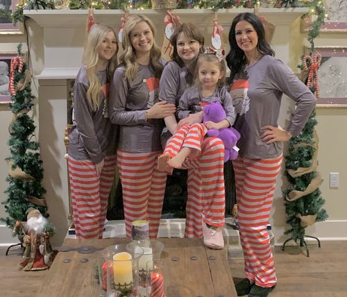 Customer photo review of Christmas Happy Santa Claus Print Long-sleeve Top and Striped Pants Family Matching Pajamas Set  8841