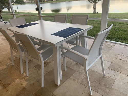Customer photo review of Juno 7 Piece Outdoor Dining Table Set in White