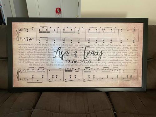 Customer photo review of Custom Name and Sheet Music Canvas - Ready to Hang