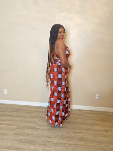 Customer photo review of African Print Bisa Infinity Jumpsuit