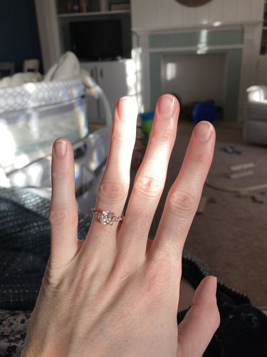 Customer photo review of 2.0 Carat Princess Cut Three Stone Women's Engagement Ring In Sterling Silver