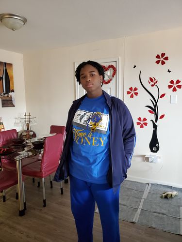 Customer photo review of Time Is Money - Royal Blue T-Shirt