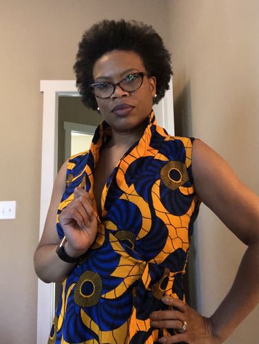 Customer photo review of Tamina Sleeveless Wrap Dress