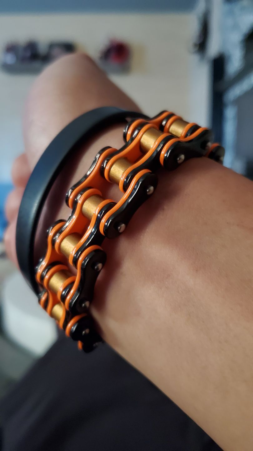 Customer photo review of Cycolinks Punk Orange Mens Bike Chain Bracelet