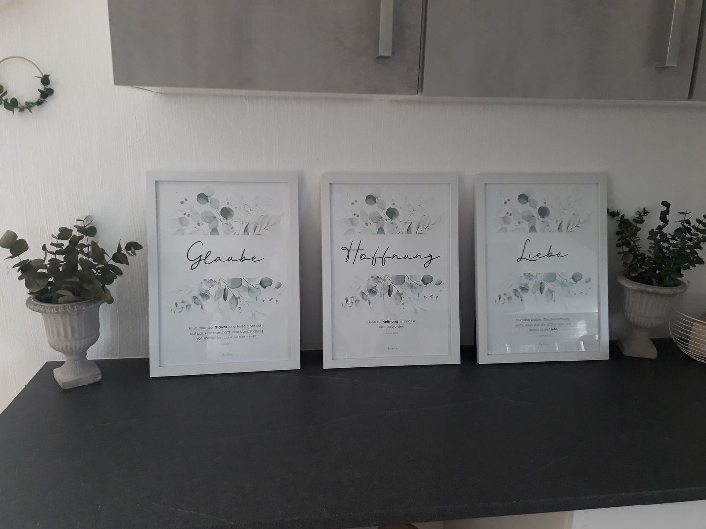 Customer photo review of Poster "Glaube Hoffnung Liebe" · 3er Set · Pflanzen Grün · A3 / A4 · Bibelvers Deutsch