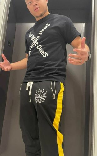 Customer photo review of Solid One Stripe Track Pants Black - Black (100-400)