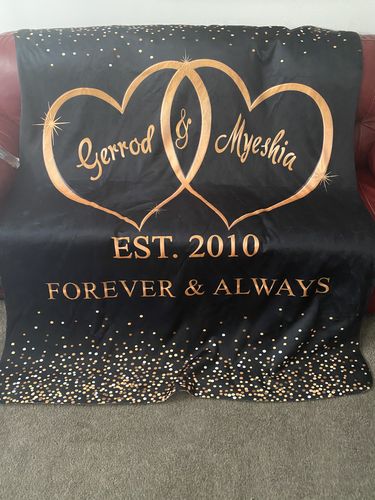 Customer photo review of Just Married Mr & Mrs Custom Blanket Forever & Always Wedding Gift