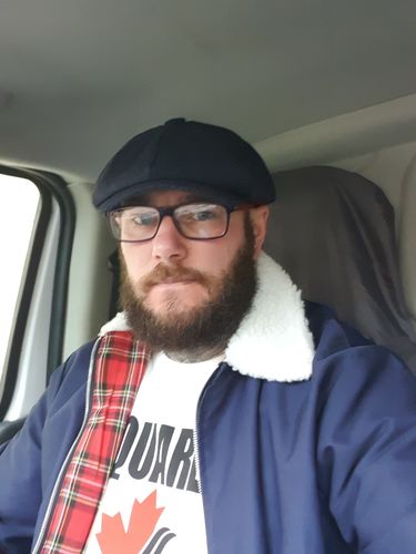 Customer photo review of Mens Harrington Jacket with White Sherpa Collar - Navy