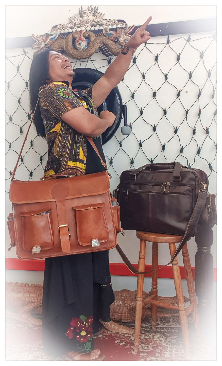 Customer photo review of Top Grain Leather Briefcase Bag