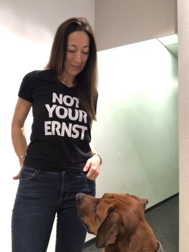 Customer photo review of Not Your Ernst - Words on Shirt  - V-Neck Damenshirt