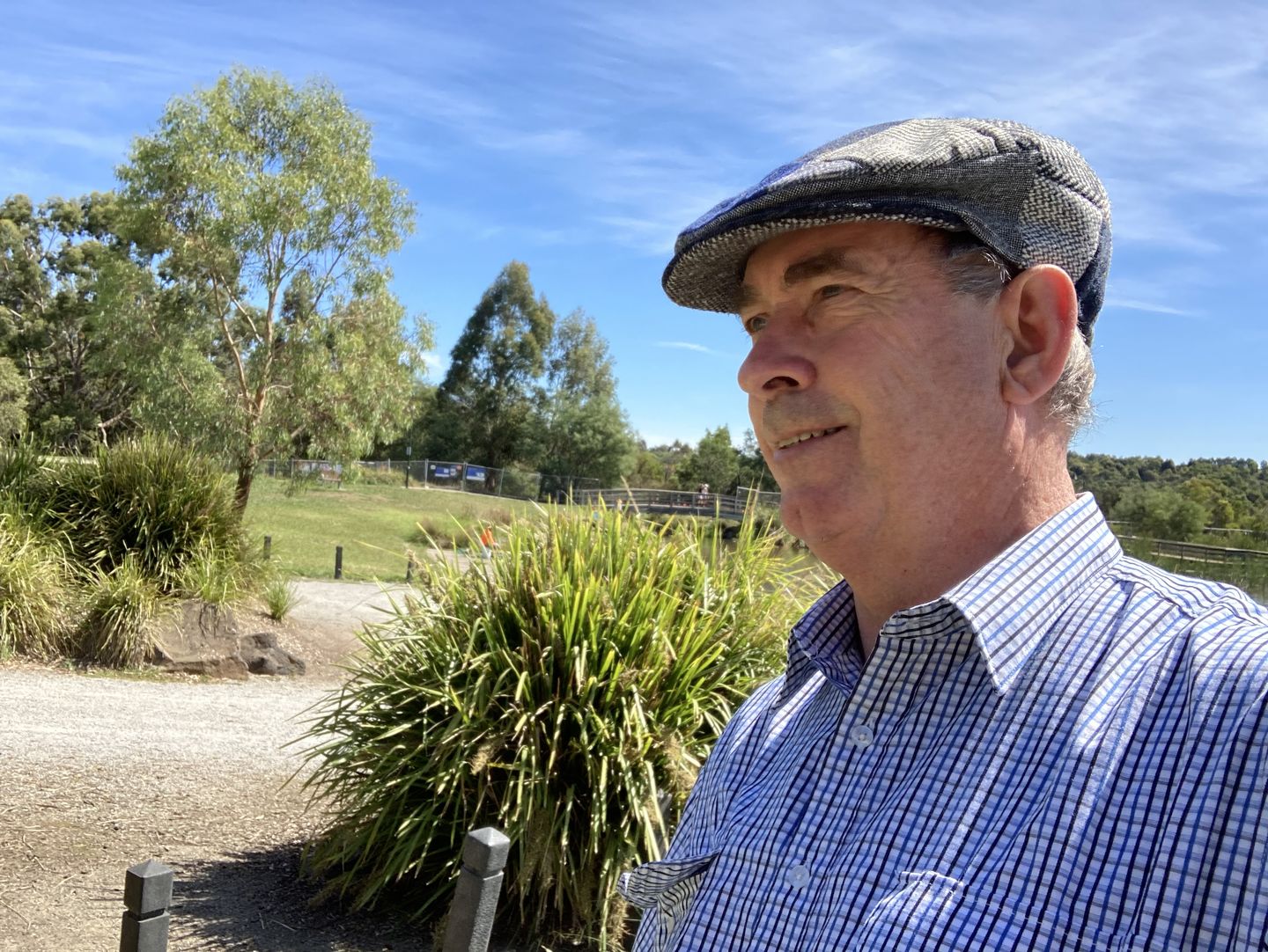 Customer photo review of Vintage Cap Patchwork Grey/Blue Tweed
