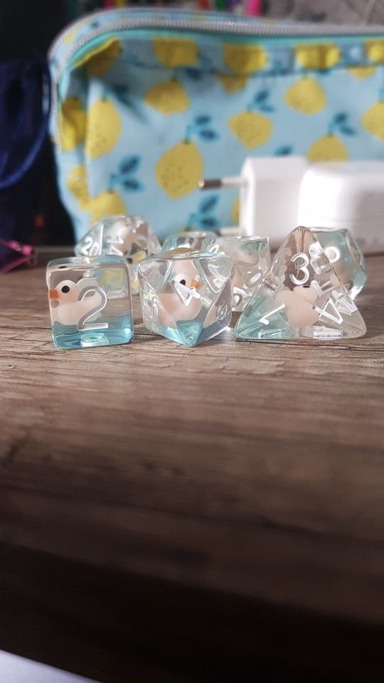 Customer photo review of Transparent Ducky - Dice Set