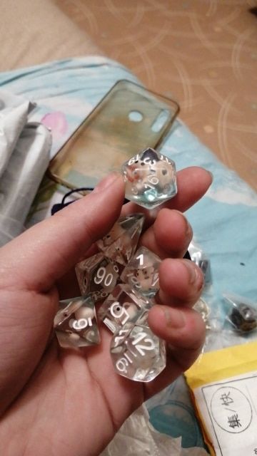 Customer photo review of Transparent Ducky - Dice Set