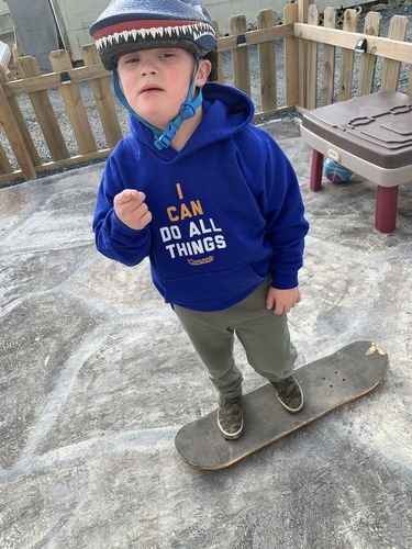 Customer photo review of I CAN (Youth Hoodie)
