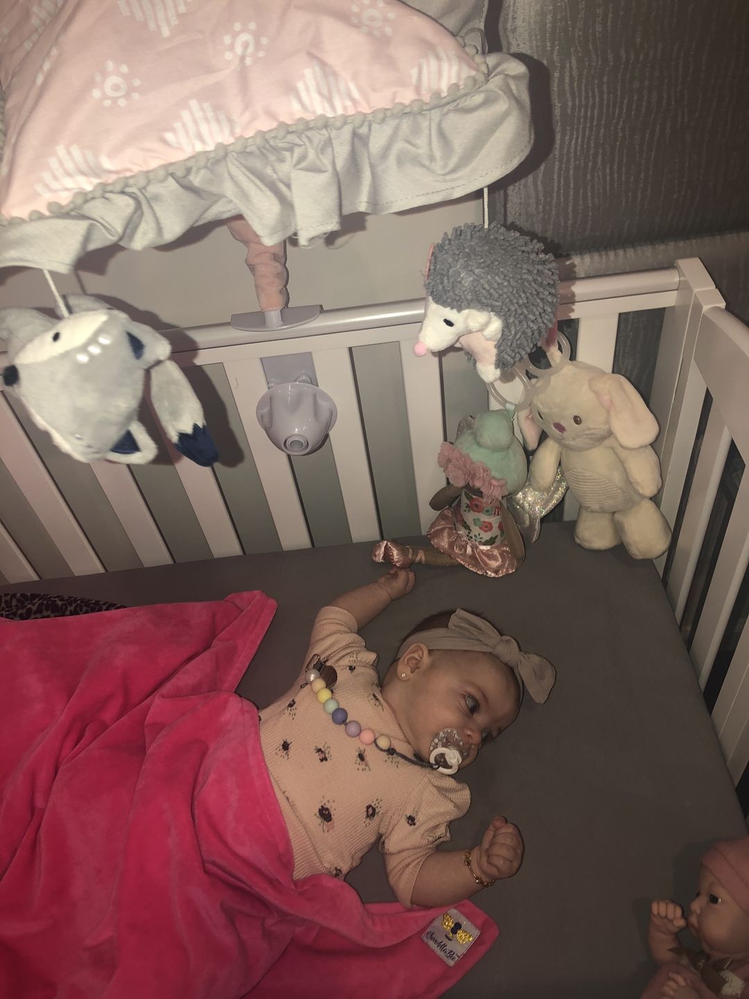 Customer photo review of Minky Bee Stroller Blanket Solid Hot Pink **limited edition **
