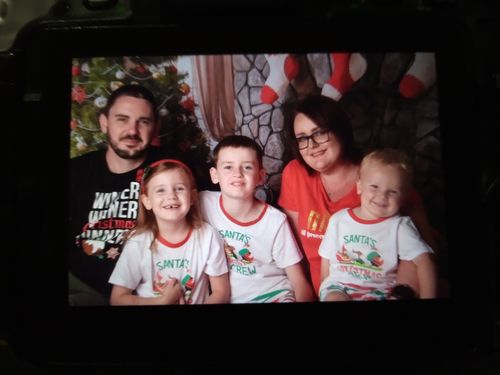 Customer photo review of Kate Christmas Tree Backdrop Gift Box Stove Sock for Photography