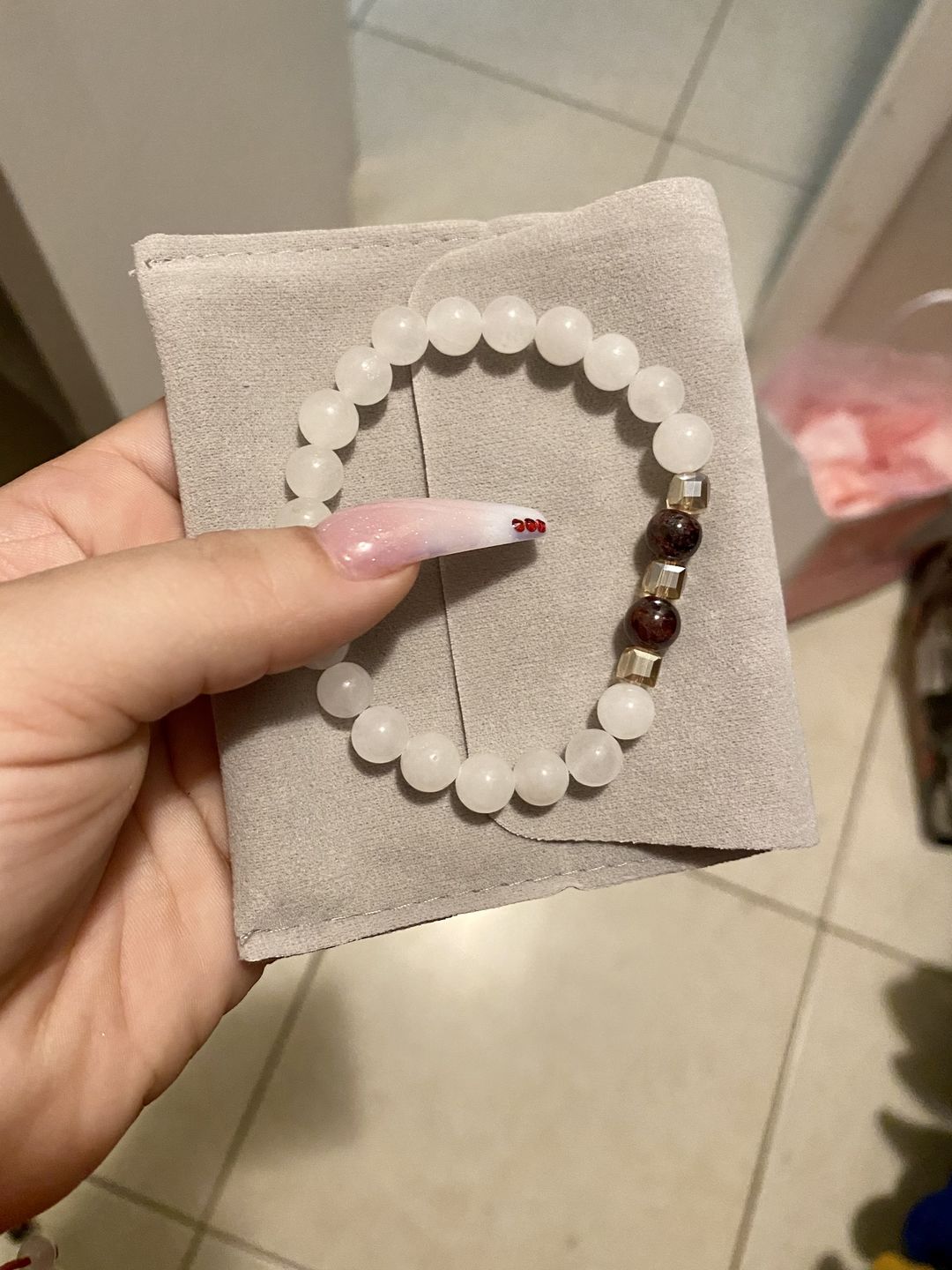 Customer photo review of Natural White Chalcedony Positivity Bracelet