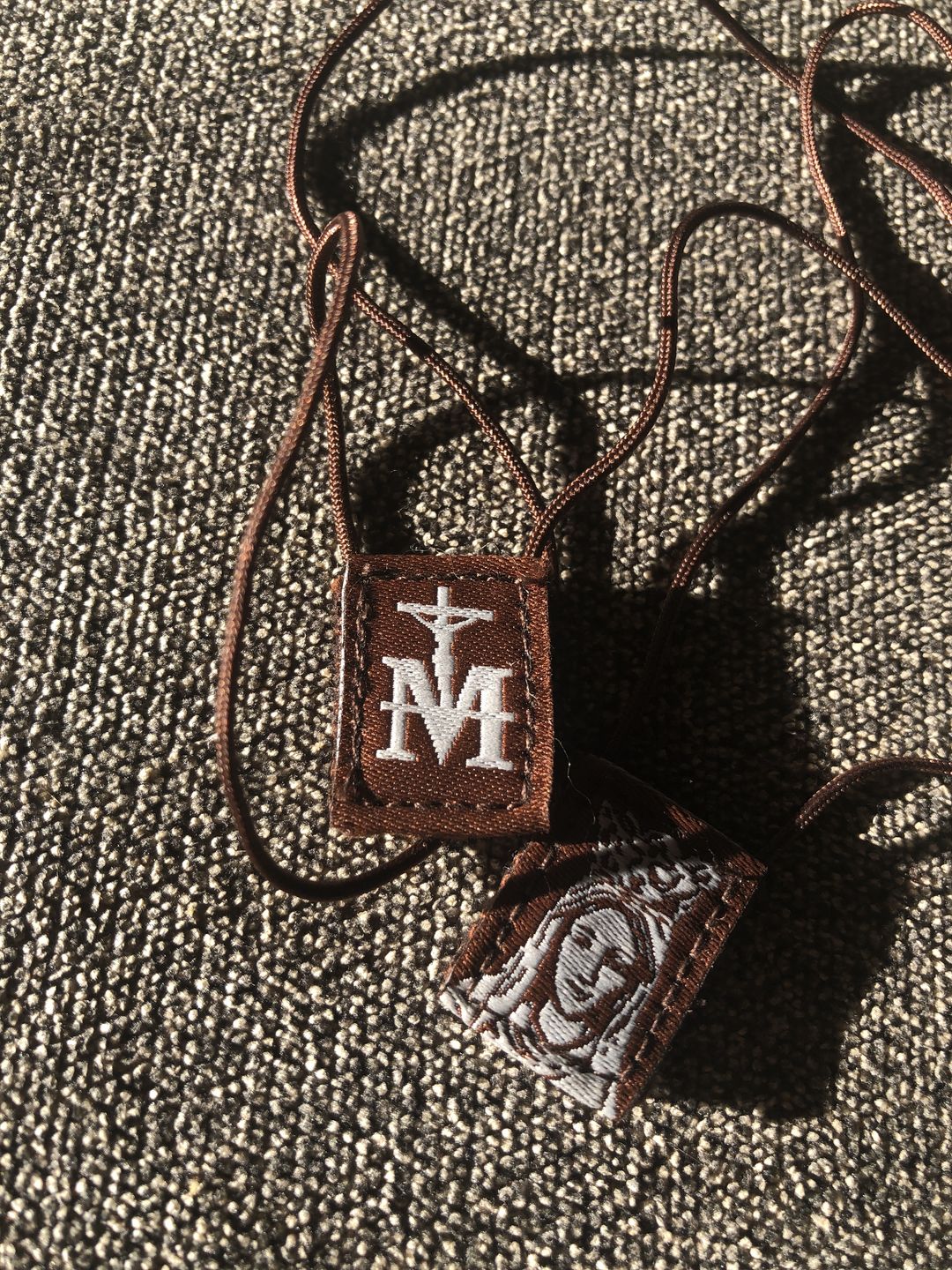 Customer photo review of Premium Brown Scapular, Brown & Cream, Our Lady of Mt. Carmel (Mini)