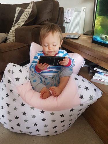 Customer photo review of Personalised Pink And Grey Star Bean Bag Chair