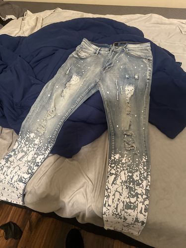 Customer photo review of Paint Splatter Skinny Fit Denim Blue Wash (M4985DA)