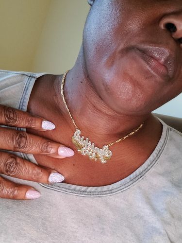 Customer photo review of Double Plated Heart Name Necklace