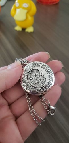 Customer photo review of Crescent Moon Locket Necklace