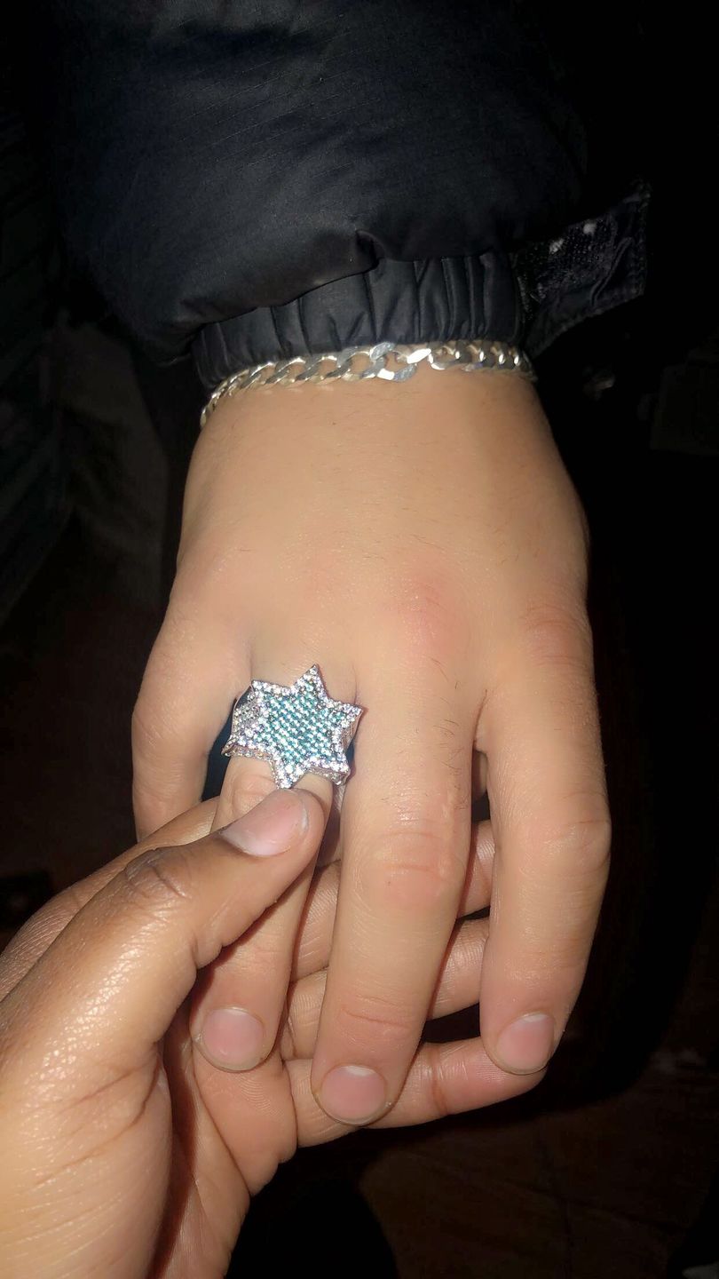Customer photo review of Blue Iced Star Ring - White Gold