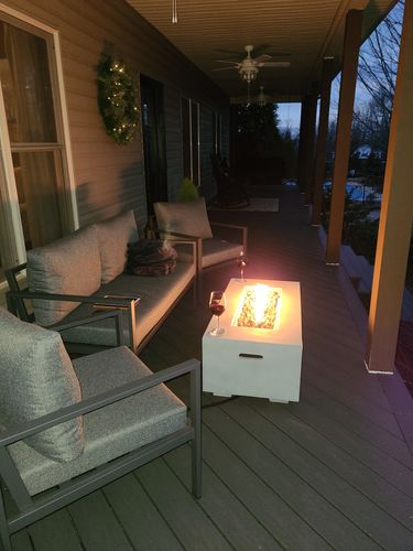 Customer photo review of Juno 4 Piece Outdoor Furniture Conversation Set with 42" Rectangular Fire Pit Table
