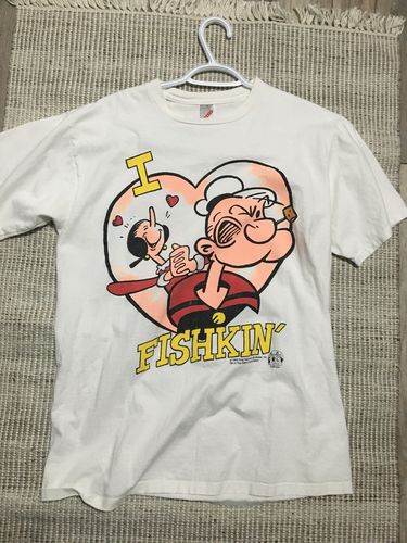 Customer photo review of Vintage Popeye the Sailorman Fishkin T Shirt Size Large