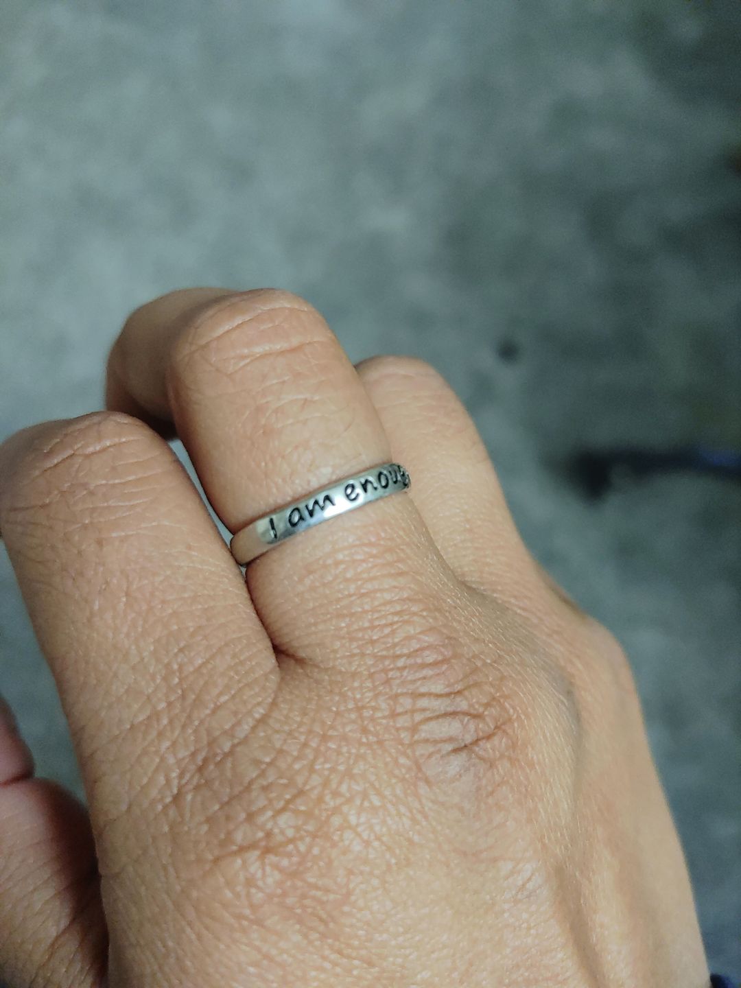 Customer photo review of 925 Sterling Silver 'I Am Enough' Ring