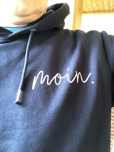 Customer photo review of Moin chest-print Organic Hoodie Unisex