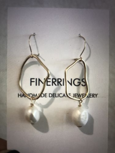 Customer photo review of Organic Shaped Pearl Earrings