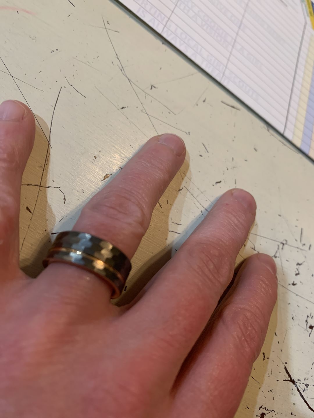 Customer photo review of Hammered Rose Gold Tungsten