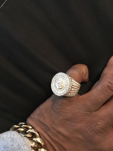 Customer photo review of Gold Sterling Silver Jumbo CZ Medallion Ring