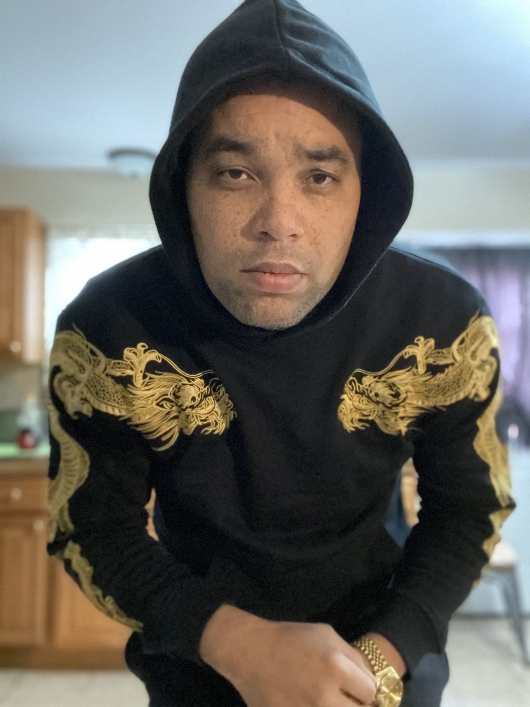 Customer photo review of Double Flying Dragons Embroidery Hoodie