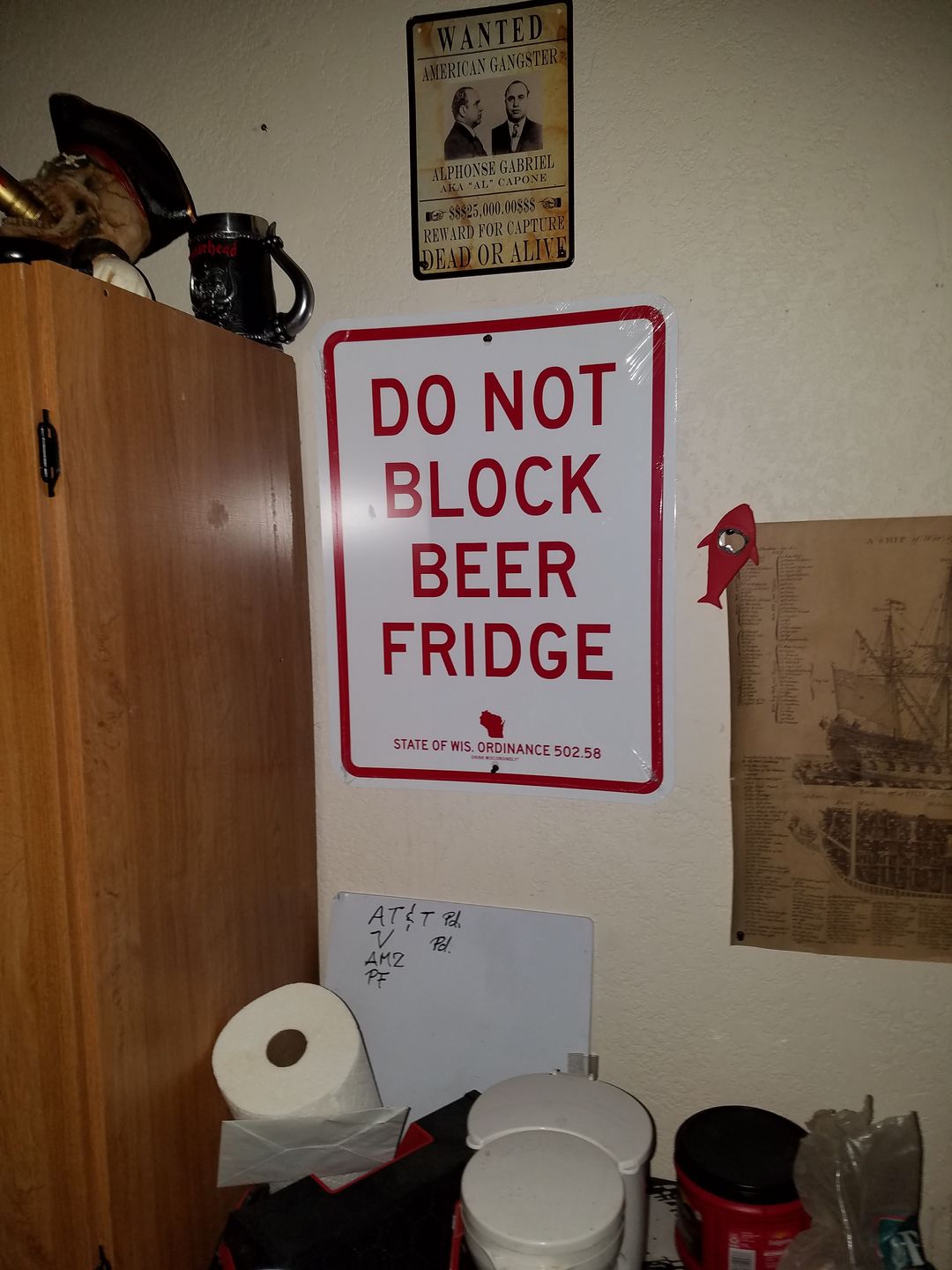 Customer photo review of "Do Not Block Beer Fridge" Street Sign