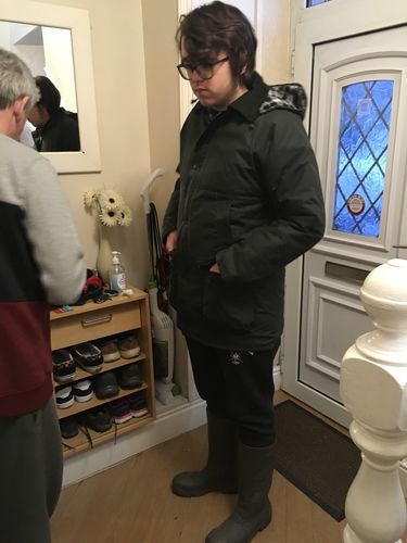 Customer photo review of Mens Padded Wax Jacket With Detachable Hood - Olive