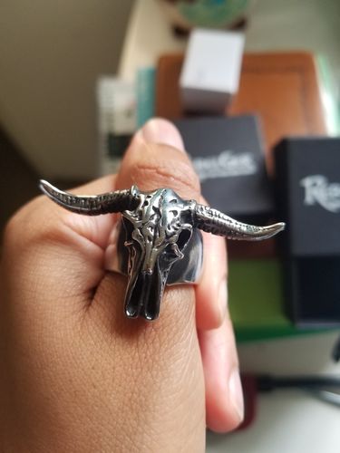 Customer photo review of LONGHORN SKULL RING
