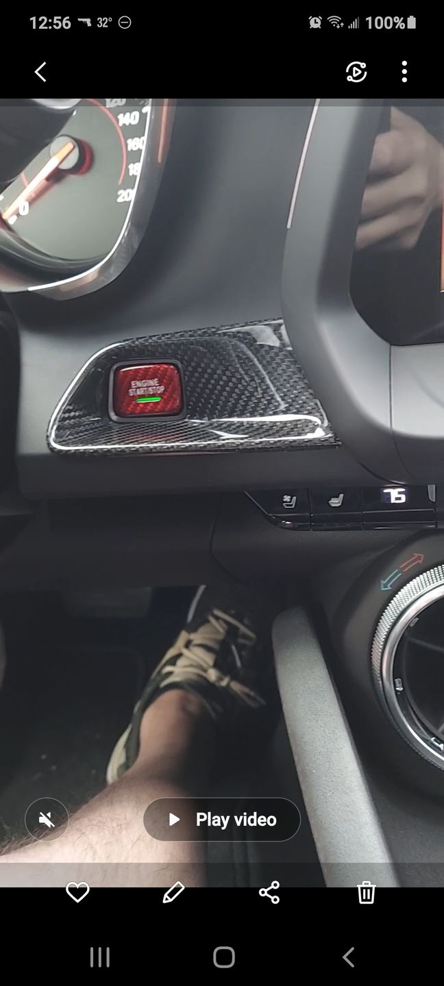 Customer photo review of CARBON FIBER PUSH START BUTTON COVER WITH LIGHT CUT OUT (BLACK/RED/BLUE) for 2016-2020 CAMARO/2014-2016 C7 CORVETTE