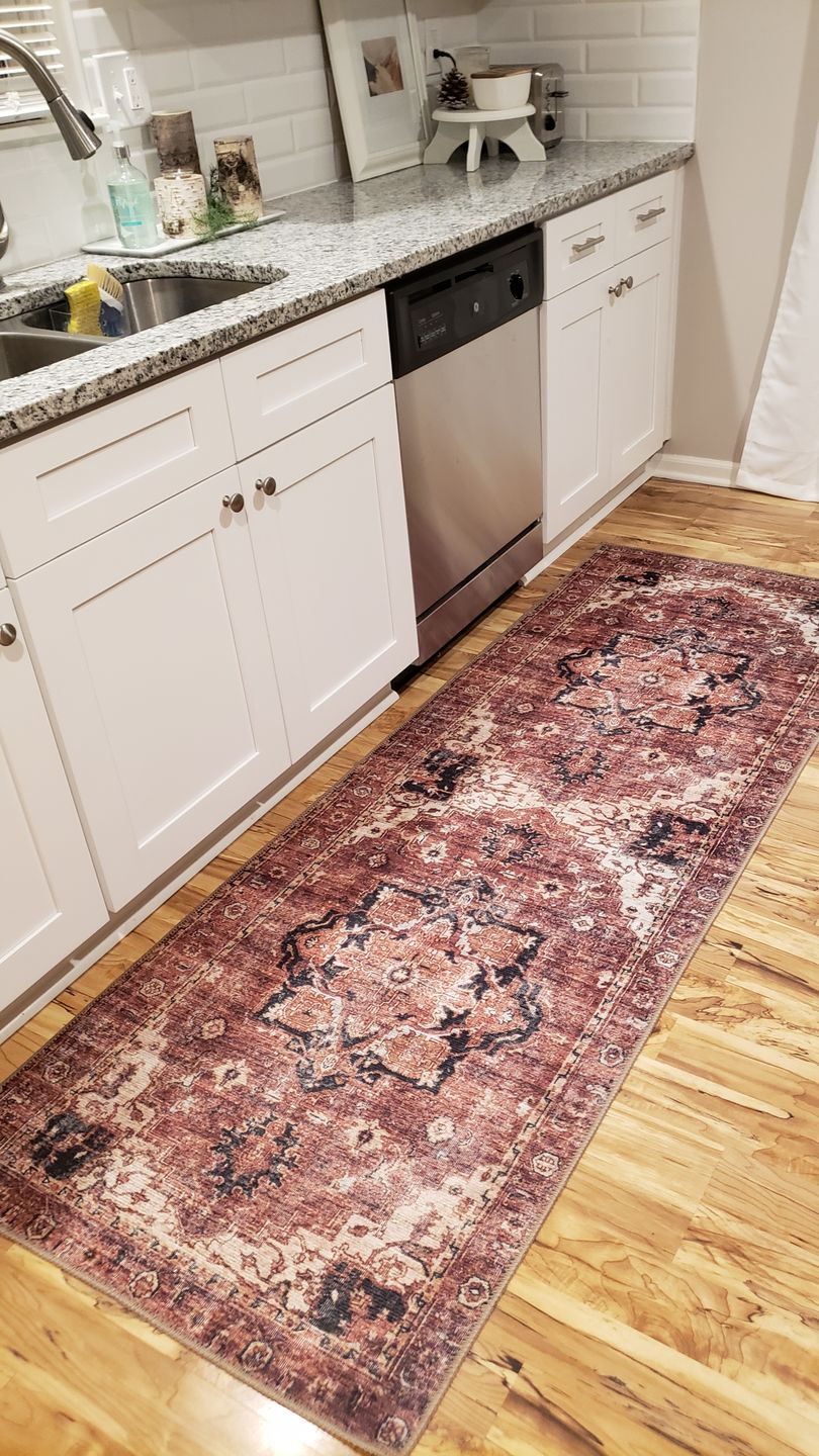 Customer photo review of Distressed Vintage Cezanne Terracotta Runner