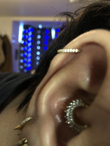 Customer photo review of Clear Gem Surgical Steel Hinged Seamless Ring