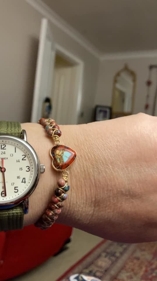 Customer photo review of Handmade Imperial Jasper Heart Beaded Bracelet