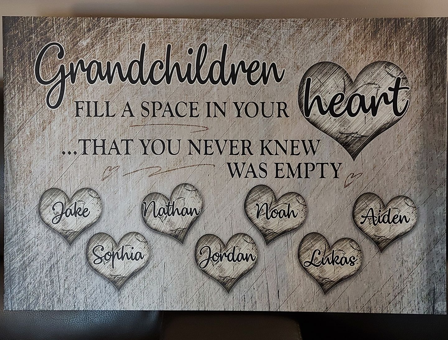 Customer photo review of Personalized "Grandchildren Fill A Space In Your Heart" Premium Canvas
